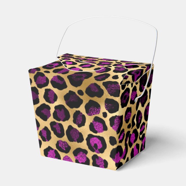Design der lila und Gold Leopard-Serie 4 Geschenkschachtel (Vorderseite)