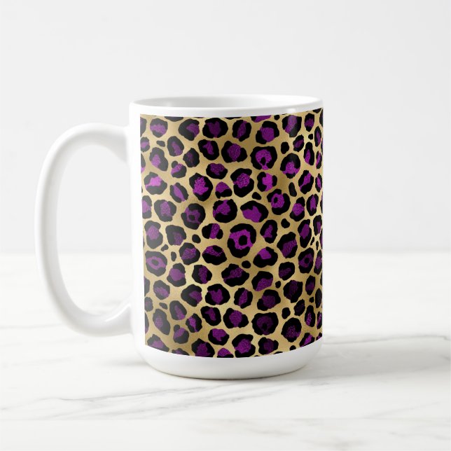 Design der lila und Gold Leopard-Serie 4 Kaffeetasse (Links)