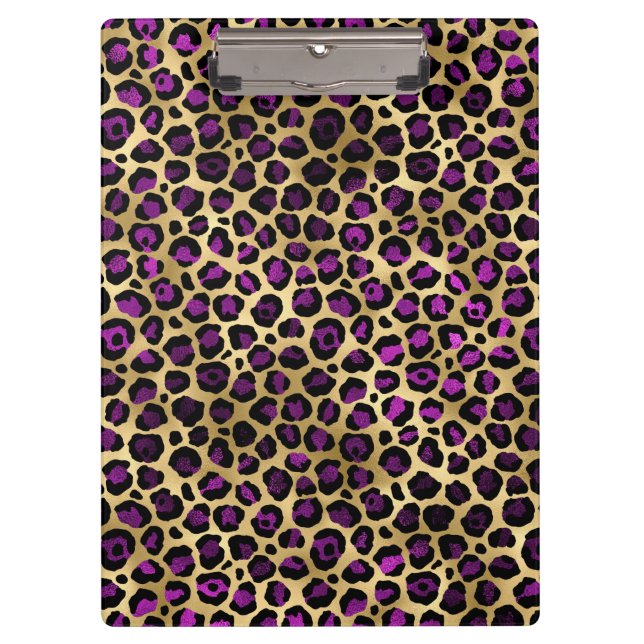 Design der lila und Gold Leopard-Serie 4 Klemmbrett (Vorderseite)