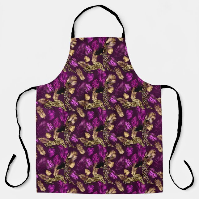 Design der lila und Gold Leopard-Serie 8 Schürze (Vorderseite)