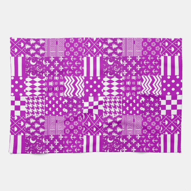 Design der lila, weiß gemischten Muster Geschirrtuch (Horizontal)