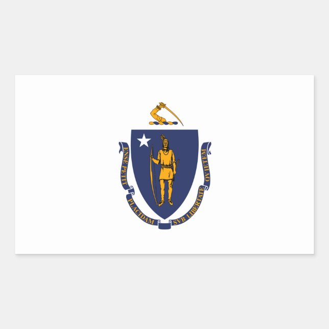 Design der Massachusetts-Staatsflagge Rechteckiger Aufkleber (Vorderseite)