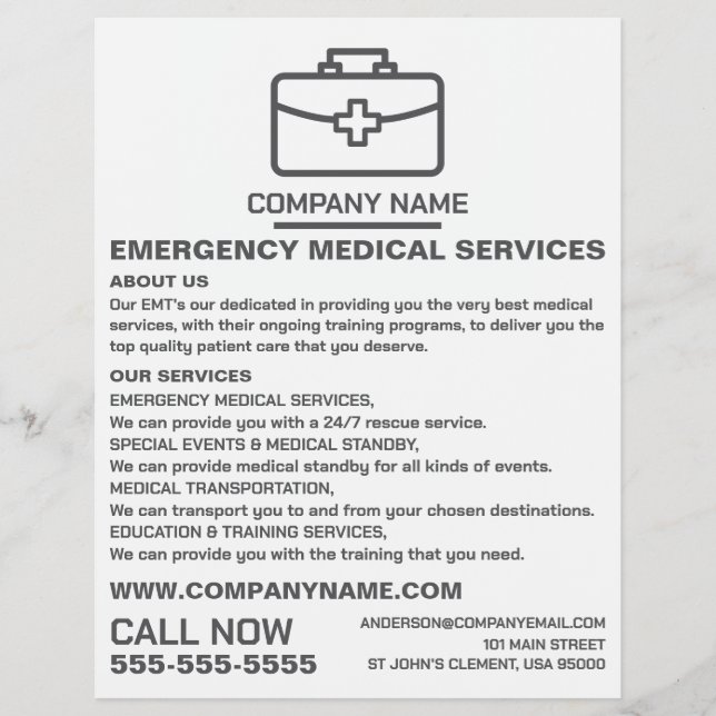 Design der medizinischen Beutel, EMT, paramedische Flyer (Vorne)