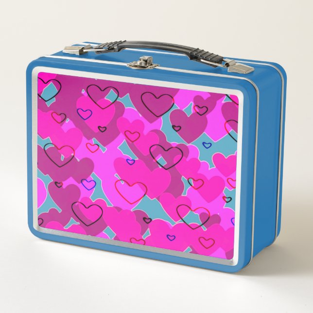 Design der Multiherzen Metall Brotdose (Vorderseite)