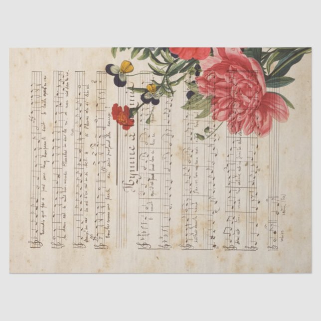 Design der Musik- und Rose 16 Seidenpapier (Vorderseite)