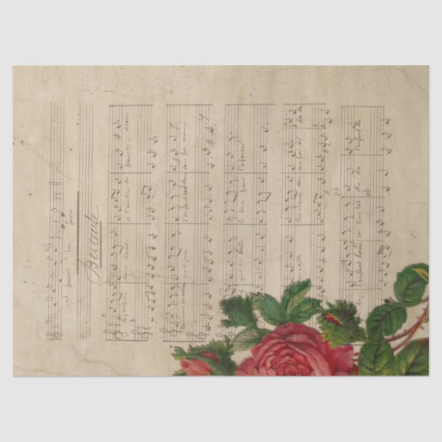 Design der Musik- und Rose-Serie 12 Seidenpapier (Vorderseite)