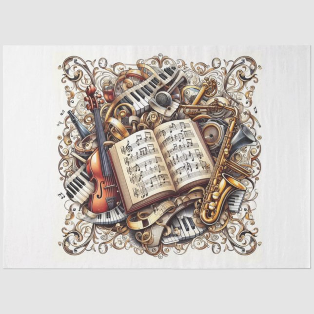 Design der Musiknoten 12 Seidenpapier (Vorderseite)