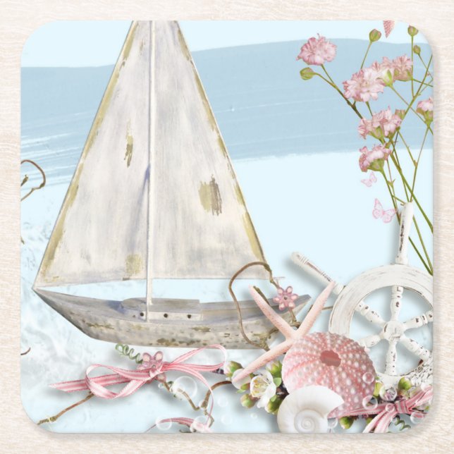 Design der Nautikreihe 3 Rechteckiger Pappuntersetzer (Vorderseite)