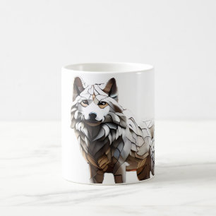 Design der niedlichen White Wolf Mosaik-Tasse Kaffeetasse
