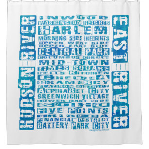 Design der NYC-Nachbarschaften in Blau Duschvorhang