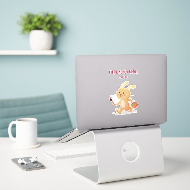 Design der "Ostersonnigen Geschichten" 2 - Sticker (Laptop auf Schreibtisch)