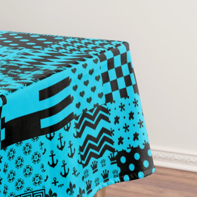 Design der Patchwork-Muster in Blau-Schwarz Tischdecke (Von Creator hochgeladen)