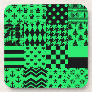 Design der Patchwork-Muster in grün schwarz Getränkeuntersetzer