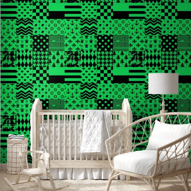 Design der Patchwork-Muster in grün schwarz Tapete (Von Creator hochgeladen)