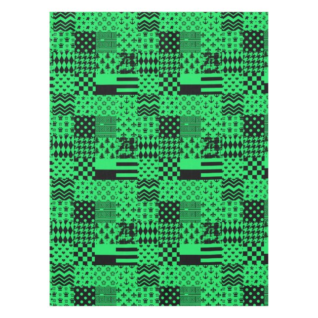 Design der Patchwork-Muster in grün schwarz Tischdecke (Vorderseite)