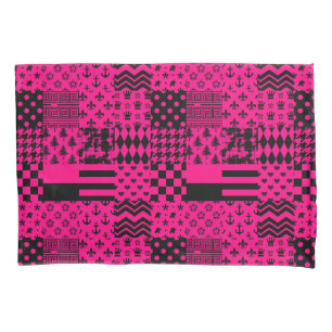 Design der Patchwork-Muster in rosa Schwarz Kissenbezug