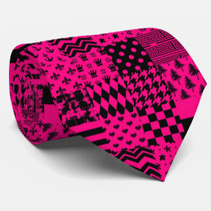 Design der Patchwork-Muster in rosa Schwarz Krawatte