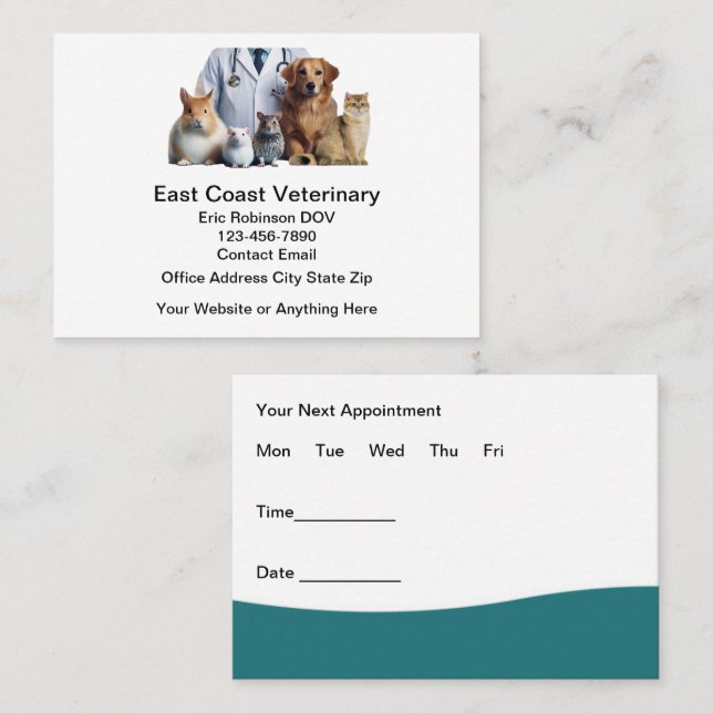 Design der Personalausweise für Tierärzte Visitenkarte (Vorne/Hinten)