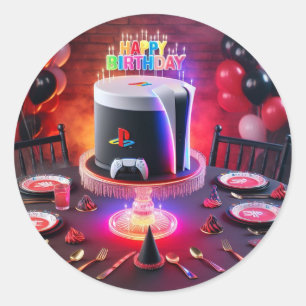 Design der Play-Station 5 Party Runder Aufkleber