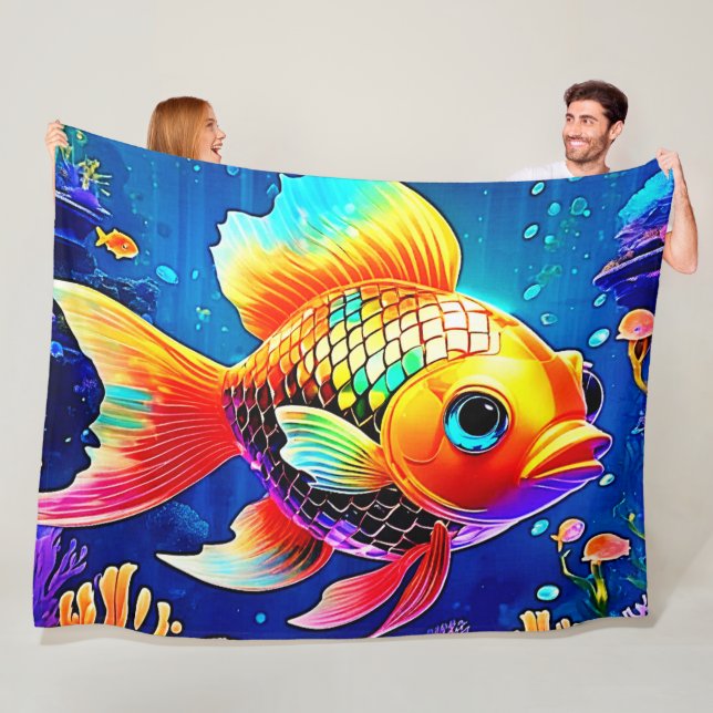 Design der Regenbogenozeanfische Fleecedecke (Beispiel)