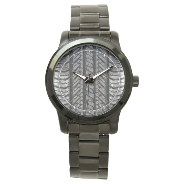 Design der Reifengewebe aus schwarzem Kautschuk Armbanduhr (Vorderseite)