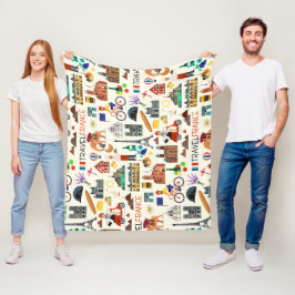 Design der Reisesymbole in Frankreich Fleecedecke