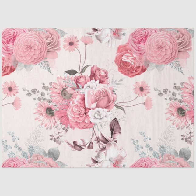 Design der rosa Blumenserie 5 Seidenpapier (Vorderseite)