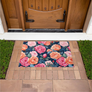Design der rosa orangefarbenen Rose Fußmatte