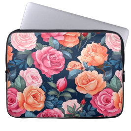 Design der rosa orangefarbenen Rose Laptopschutzhülle