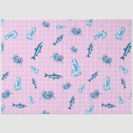 Design der rosa und blauen Wassermotorenreihe 12 Seidenpapier