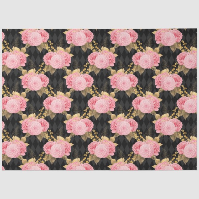Design der rosa und goldenen Serie 10 Seidenpapier (Vorderseite)