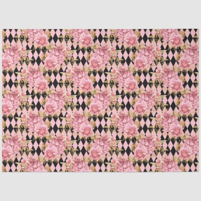 Design der rosa und goldenen Serie 13 Seidenpapier (Vorderseite)