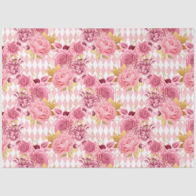 Design der rosa und goldenen Serie 17 Seidenpapier (Vorderseite)