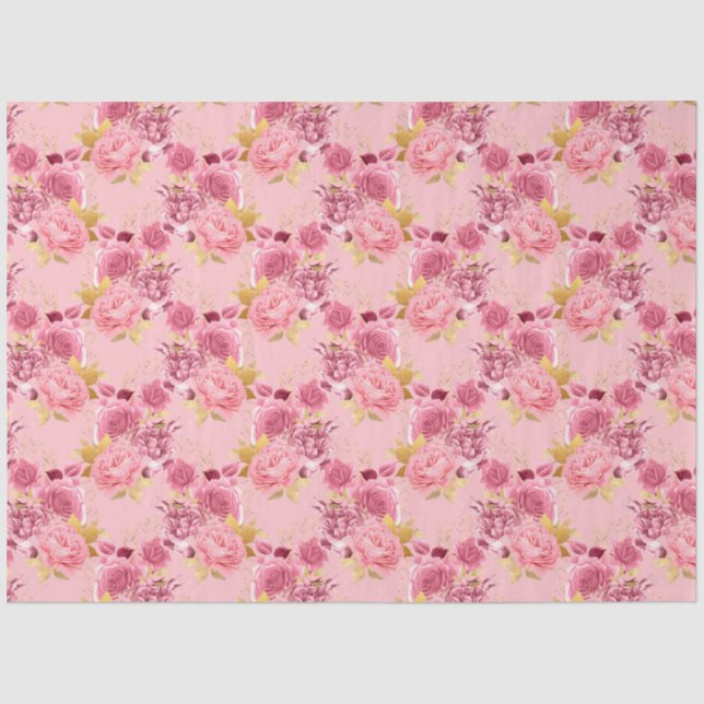 Design der rosa und goldenen Serie 18 Seidenpapier (Vorderseite)