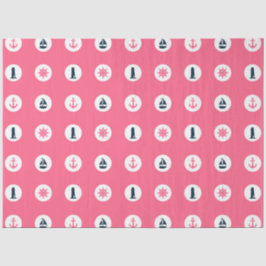 Design der rosa und marinen Nautikserie 15 Seidenpapier