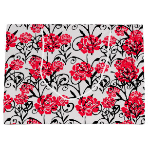 Design der rote Rose floral Illustration Große Geschenktüte