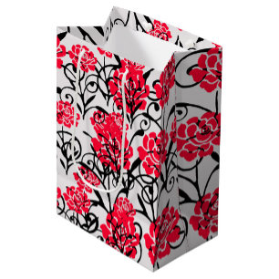 Design der rote Rose floral Illustration Mittlere Geschenktüte