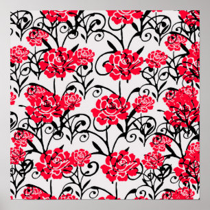 Design der rote Rose floral Illustration Poster