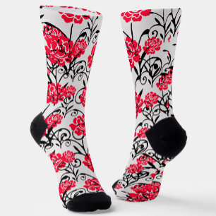 Design der rote Rose floral Illustration Socken