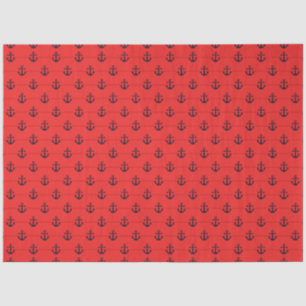 Design der roten und marinen Nautikserie 4 Seidenpapier