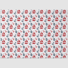 Design der roten und marinen nautischen Serie 1 Seidenpapier