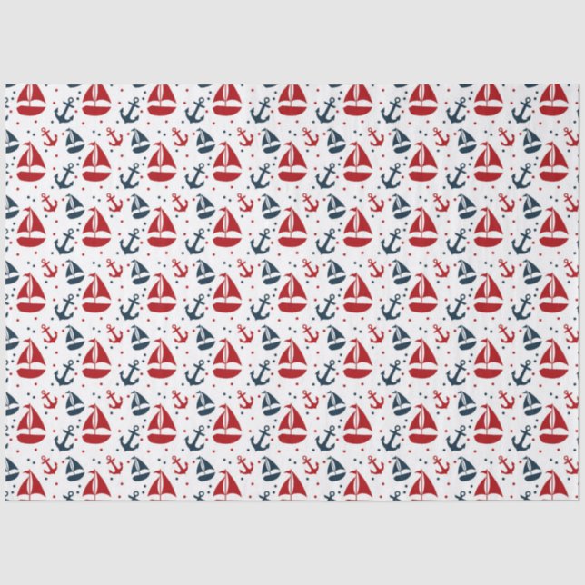 Design der roten und marinen nautischen Serie 1 Seidenpapier (Vorderseite)