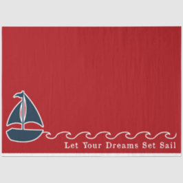 Design der roten und marinen nautischen Serie 3 Seidenpapier