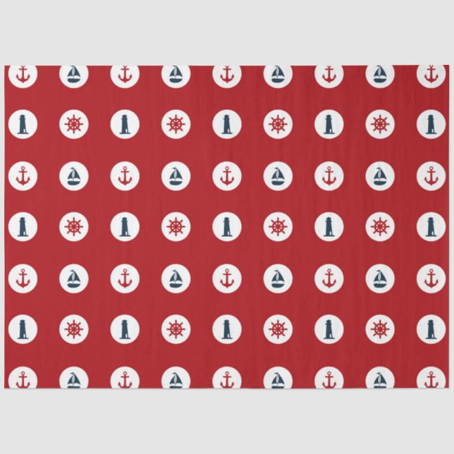 Design der roten und marinen nautischen Serie 8 Seidenpapier (Vorderseite)