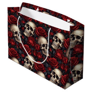 Design der Schädel- und Rose-Serie 10 Große Geschenktüte