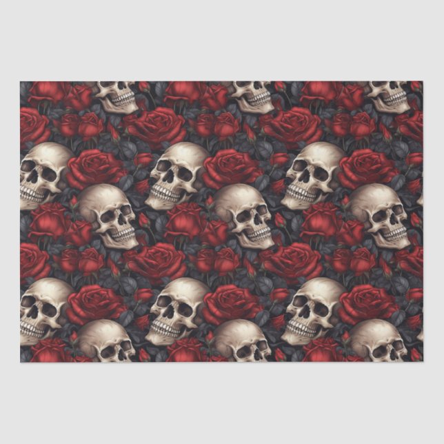 Design der Schädel- und Rose-Serie 10 Seidenpapier (Vorderseite)