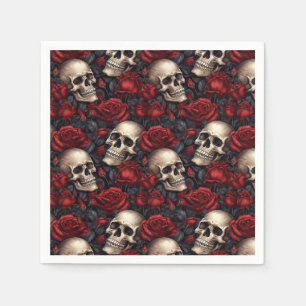 Design der Schädel- und Rose-Serie 10 Serviette