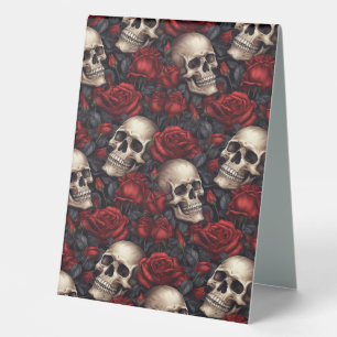 Design der Schädel- und Rose-Serie 10 Tischaufsteller