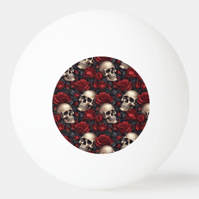Design der Schädel- und Rose-Serie 10 Tischtennisball (Vorderseite)