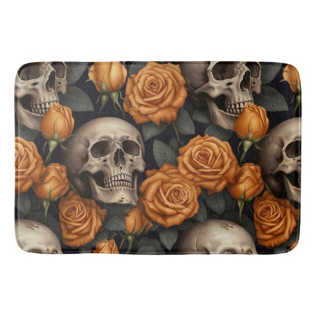 Design der Schädel- und Rose-Serie 11 Badematte (Vorderseite)